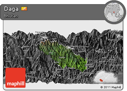 Satellite Panoramic Map of Daga, desaturated