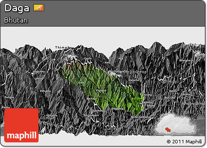 Satellite Panoramic Map of Daga, desaturated