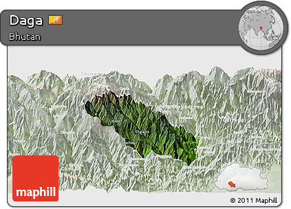 Satellite Panoramic Map of Daga, lighten