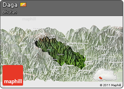 Satellite Panoramic Map of Daga, lighten