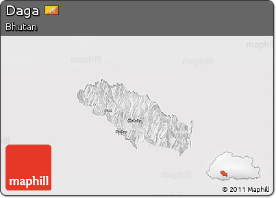 Silver Style Panoramic Map of Daga, single color outside