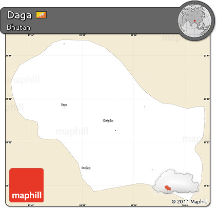 Classic Style Simple Map of Daga, single color outside