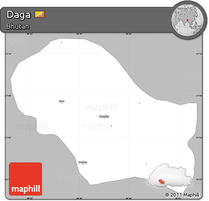 Gray Simple Map of Daga, single color outside