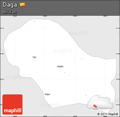 Silver Style Simple Map of Daga, single color outside