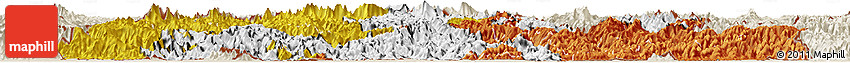 Flag Horizon Map of Bhutan, shaded relief outside, flag aligned to the middle
