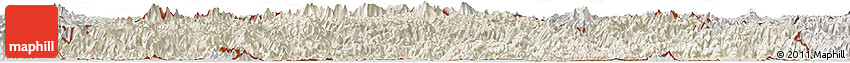 Shaded Relief Horizon Map of Bhutan, semi-desaturated