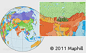 Satellite Location Map of Bhutan, political outside