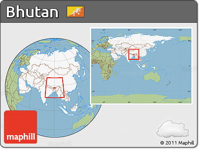 Savanna Style Location Map of Bhutan, highlighted continent, within the entire continent