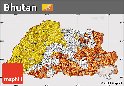 Flag Map of Bhutan, flag centered