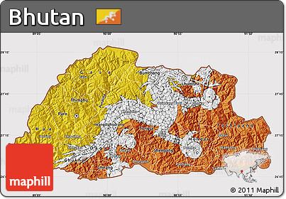 Flag Map of Bhutan, flag centered
