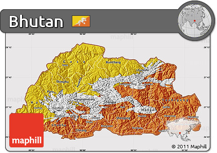 Flag Map of Bhutan, flag rotated