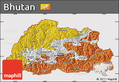 Flag Map of Bhutan, flag rotated