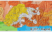 Flag Map of Bhutan, political outside, flag centered