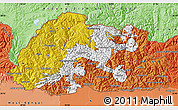 Flag Map of Bhutan, political shades outside, flag centered