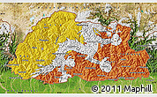 Flag Map of Bhutan, satellite outside, flag centered