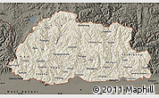 Shaded Relief Map of Bhutan, darken