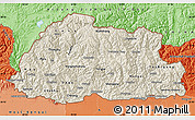 Shaded Relief Map of Bhutan, political shades outside