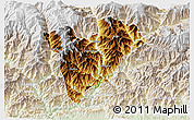 Physical 3D Map of Mongar, lighten