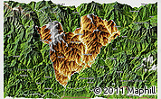 Physical 3D Map of Mongar, satellite outside
