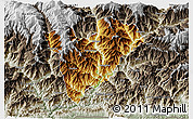 Physical 3D Map of Mongar, semi-desaturated