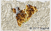 Physical 3D Map of Mongar, shaded relief outside