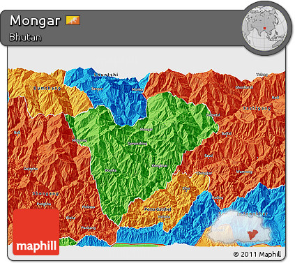 Political 3D Map of Mongar