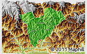 Political 3D Map of Mongar, physical outside