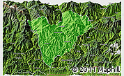 Political 3D Map of Mongar, satellite outside