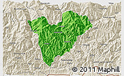 Political 3D Map of Mongar, shaded relief outside