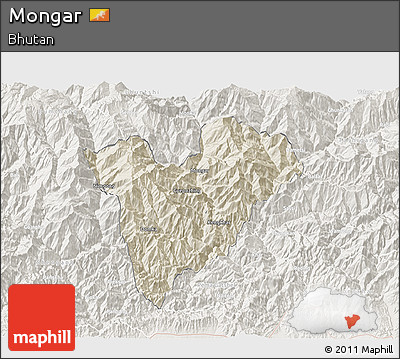 Shaded Relief 3D Map of Mongar, lighten