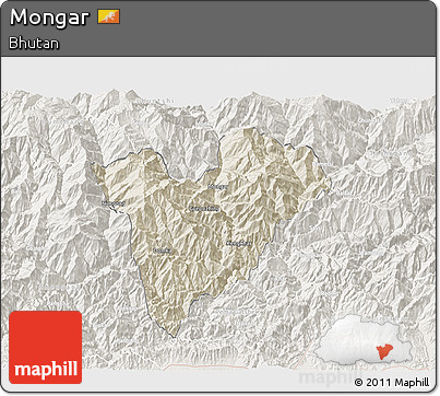 Shaded Relief 3D Map of Mongar, lighten