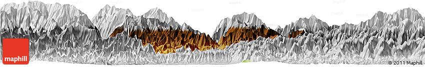 Physical Horizon Map of Mongar, lighten, desaturated