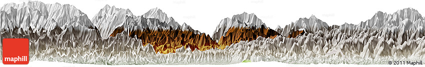 Physical Horizon Map of Mongar, lighten, semi-desaturated