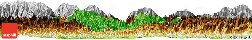 Political Horizon Map of Mongar, physical outside