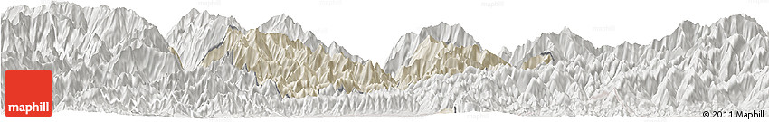 Shaded Relief Horizon Map of Mongar, lighten, semi-desaturated
