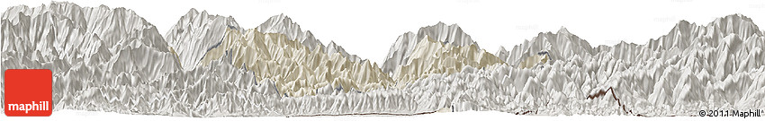 Shaded Relief Horizon Map of Mongar, semi-desaturated