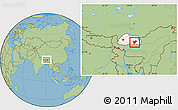 Savanna Style Location Map of Mongar, highlighted country, within the entire country