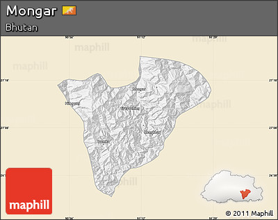 Classic Style Map of Mongar, single color outside