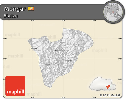 Classic Style Map of Mongar, single color outside