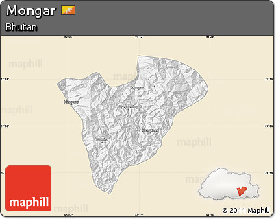 Classic Style Map of Mongar, single color outside