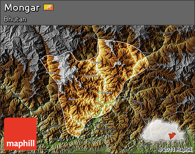 Physical Map of Mongar, darken