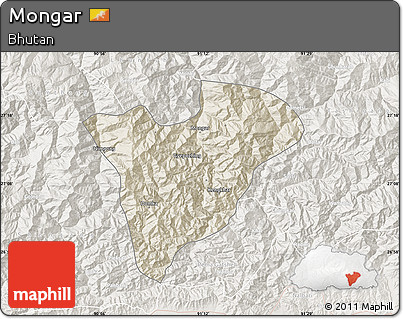 Shaded Relief Map of Mongar, lighten