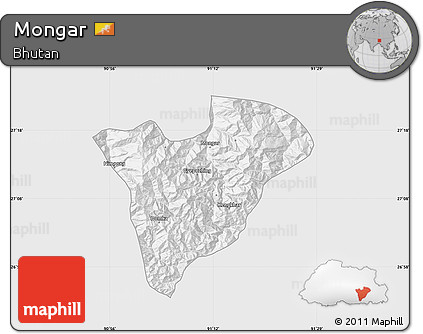 Silver Style Map of Mongar, single color outside