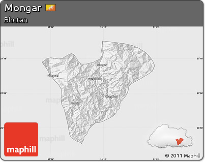 Silver Style Map of Mongar, single color outside