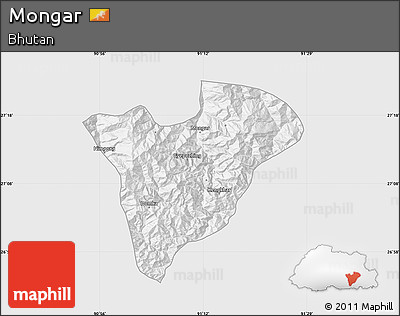 Silver Style Map of Mongar, single color outside