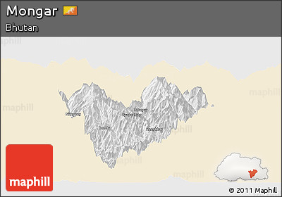 Classic Style Panoramic Map of Mongar, single color outside