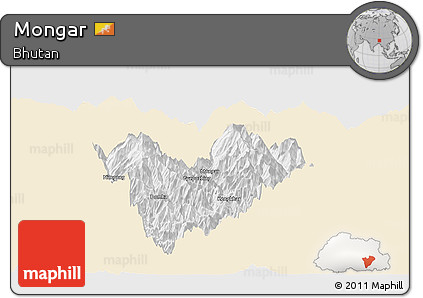 Classic Style Panoramic Map of Mongar, single color outside