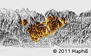 Physical Panoramic Map of Mongar, lighten, desaturated