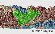 Political Panoramic Map of Mongar, semi-desaturated