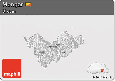 Silver Style Panoramic Map of Mongar, single color outside